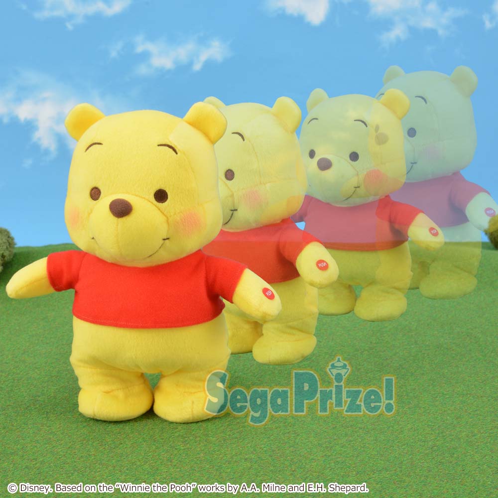 X射線【C028256】小熊維尼Winnie the Pooh 站立可動絨毛娃娃景品，絨毛/填充玩偶/玩具/公仔/抱枕/靠枕/娃娃