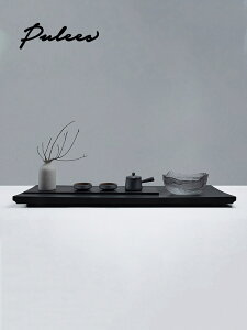 Pulees日式家用烏金石茶盤現代輕奢簡約辦公室燒水排水一體式茶臺 幸福驛站