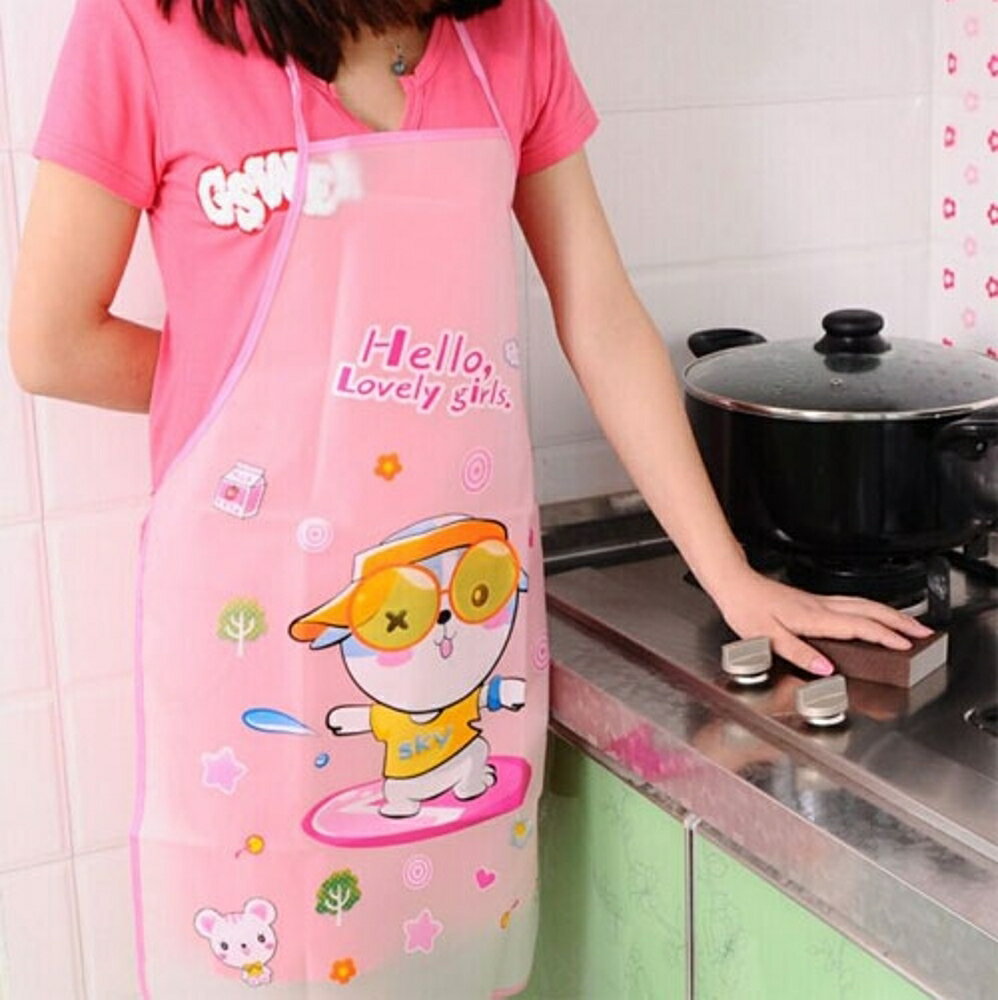 ✤宜家✤可愛卡通防水防油圍裙 韓版時尚廚房無袖圍裙