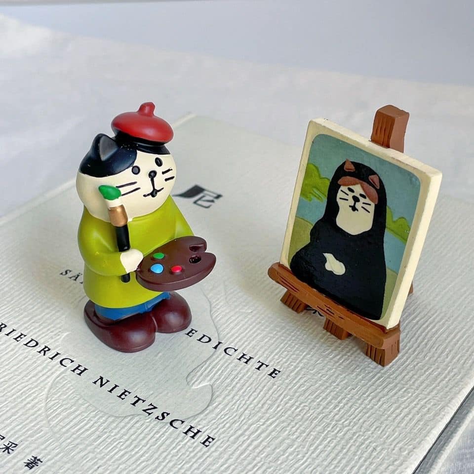 心願是成為畫家 治癒系可愛日式貓咪畫家小擺件桌面面裝飾品 0