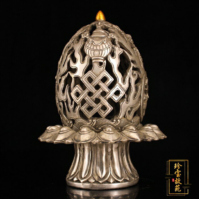 古玩熱賣銅器擺件白銅鏤空香爐仿乾隆年制八寶薰香爐銅爐案頭古玩