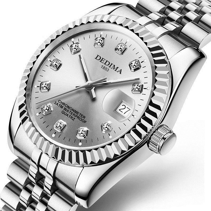 時尚鋼帶男手錶 新款防水手錶 高檔金錶男錶 夜光日曆間金手錶男生【亞德機械五金家居】 3