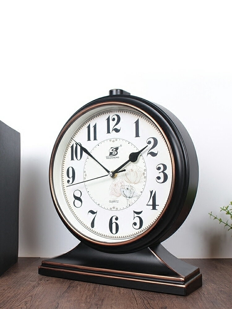 擺鐘石英客廳臺式座鐘復古家用桌面新款鐘表坐鐘擺放臺鐘時鐘擺件
