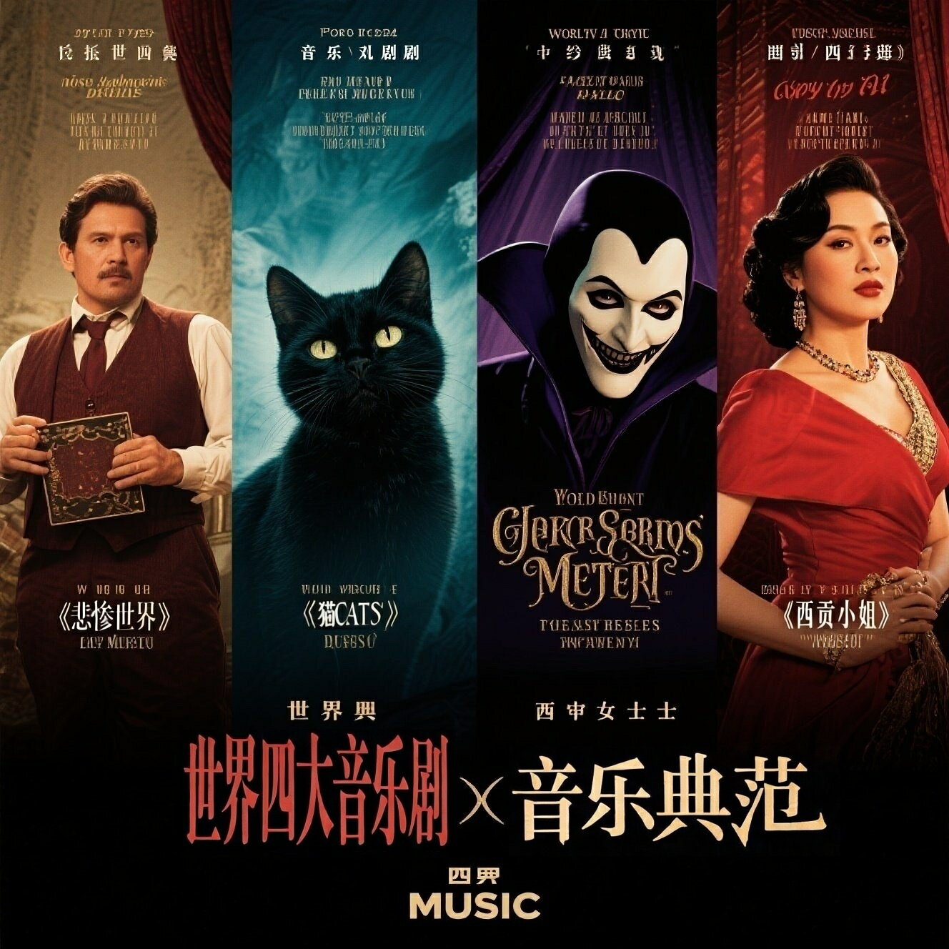 世界四大經典音樂劇 悲慘世界/貓/歌劇魅影/西貢小姐 8CD合集碟片
