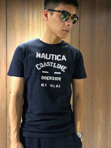 美國百分百【全新真品】Nautica T恤 帆船牌 T-SHIRT 上衣 短袖 貼布 logo 男款 深藍 J077