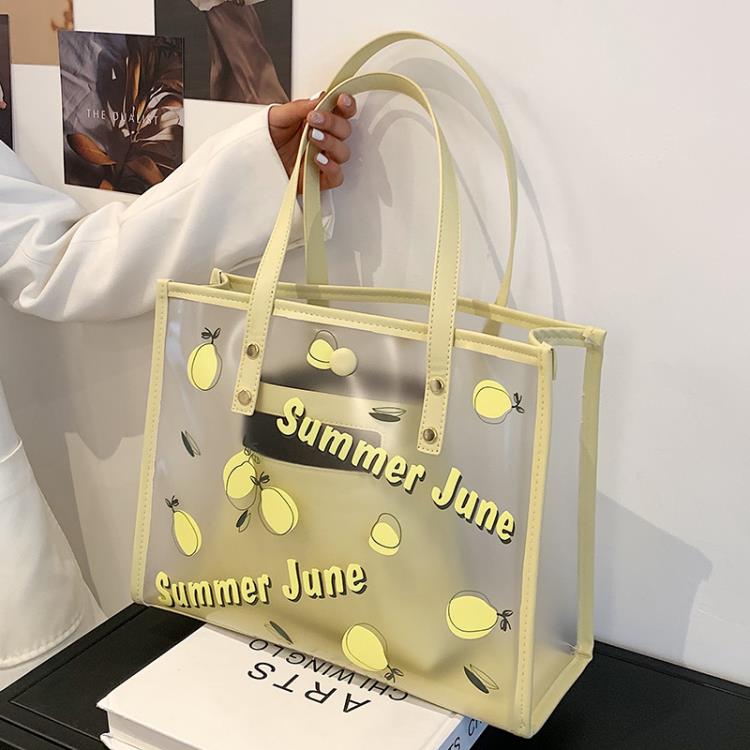 大容量托特包包女2022夏季新款潮高級感洋氣果凍透明包時尚側背包