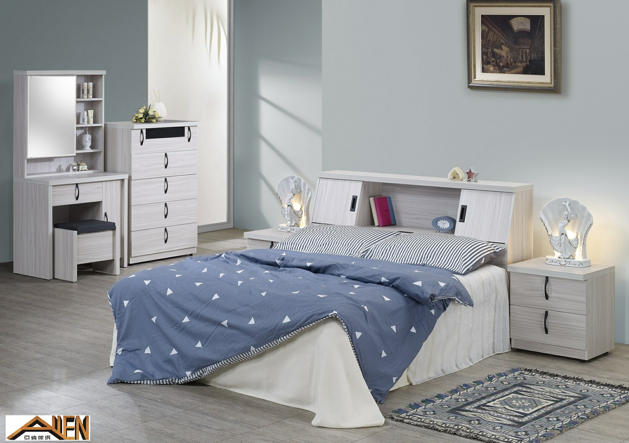 亞倫傢俱*布爾耐磨木紋6尺小夜燈床頭片 1