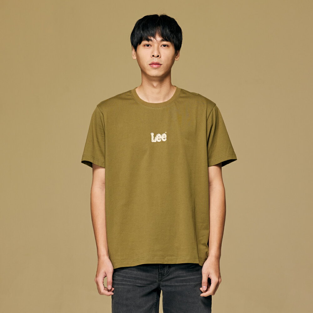 Lee 男款 寬鬆版 重疊小LOGO 手繪文字圖案 短袖T恤 | Modern