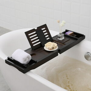 棕色翻蓋浴缸置物架 可伸縮 北歐極簡ins風浴缸架 支持DIY
