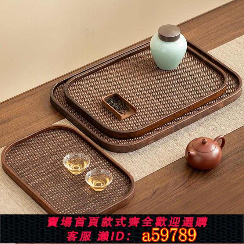 【臺灣公司 可打統編】復古風圓邊竹木質咖啡店託盤甜品盤家用茶托盤幹泡盤茶杯盤收納