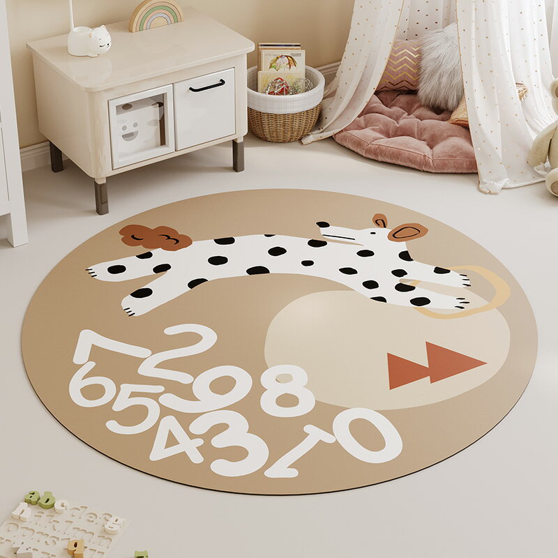 圓形地毯 床邊地墊 地毯 地墊兒童閱讀區pvc防水可擦洗高級感卡通圓形臥室床邊兒童房地毯『xy16578』