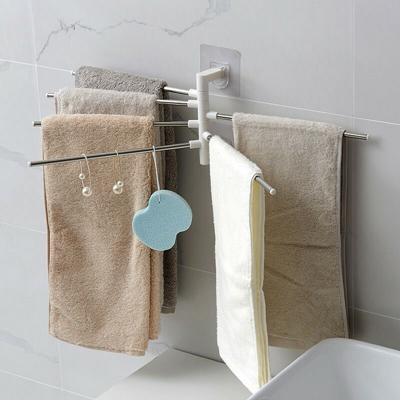 衛身間架免打孔旋轉毛巾架衛生間掛毛巾的架子浴室壁掛毛巾桿洗手