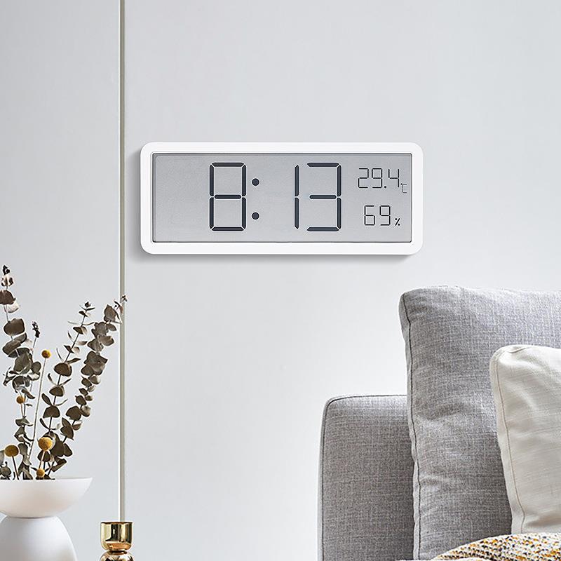 電子鐘/掛鐘 INS簡約大屏時鐘客廳掛鐘溫濕度鐘表創意現代鐘表可掛可立YD106-快速出貨