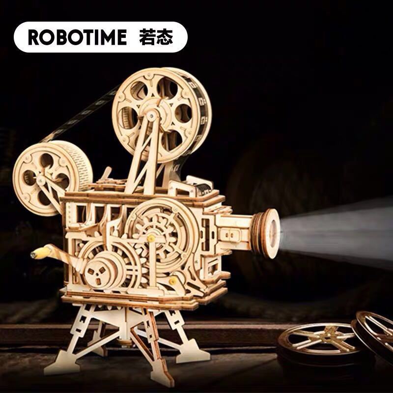 快速出貨 公司貨 若態木質老式膠卷放映機手工DIY立體3D拼圖益智模型創意節日禮物