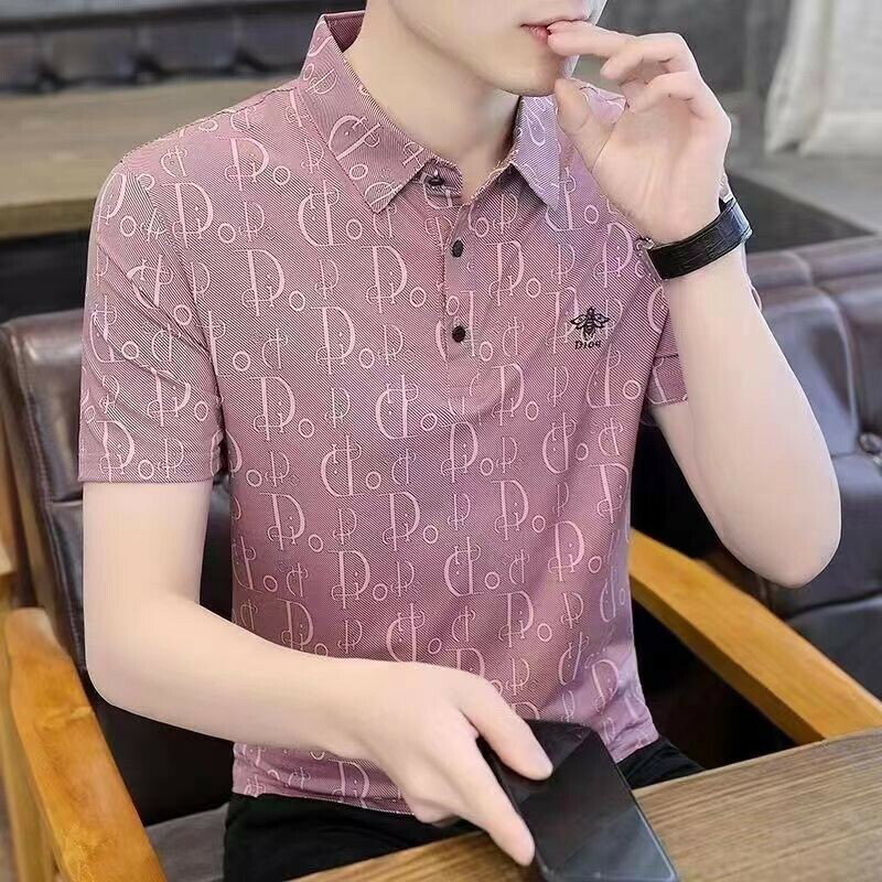 青年冰絲POLO衫男夏季新款短袖T恤男新款polo衫男裝上衣青年潮半袖翻領體恤衫T韓係穿搭 韓版衣服 大尺碼