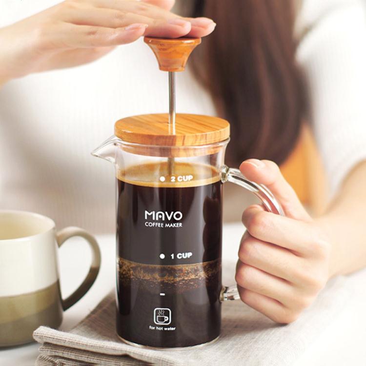 咖啡壺 MAVO橄欖木咖啡壺 玻璃法壓壺/家用法式濾壓壺 耐熱沖茶器
