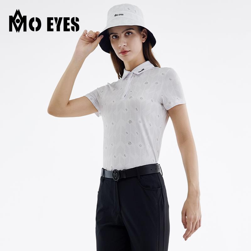 MO EYES魔眼 高爾夫短袖女士印花T恤夏季柔軟上衣高彈運動面料