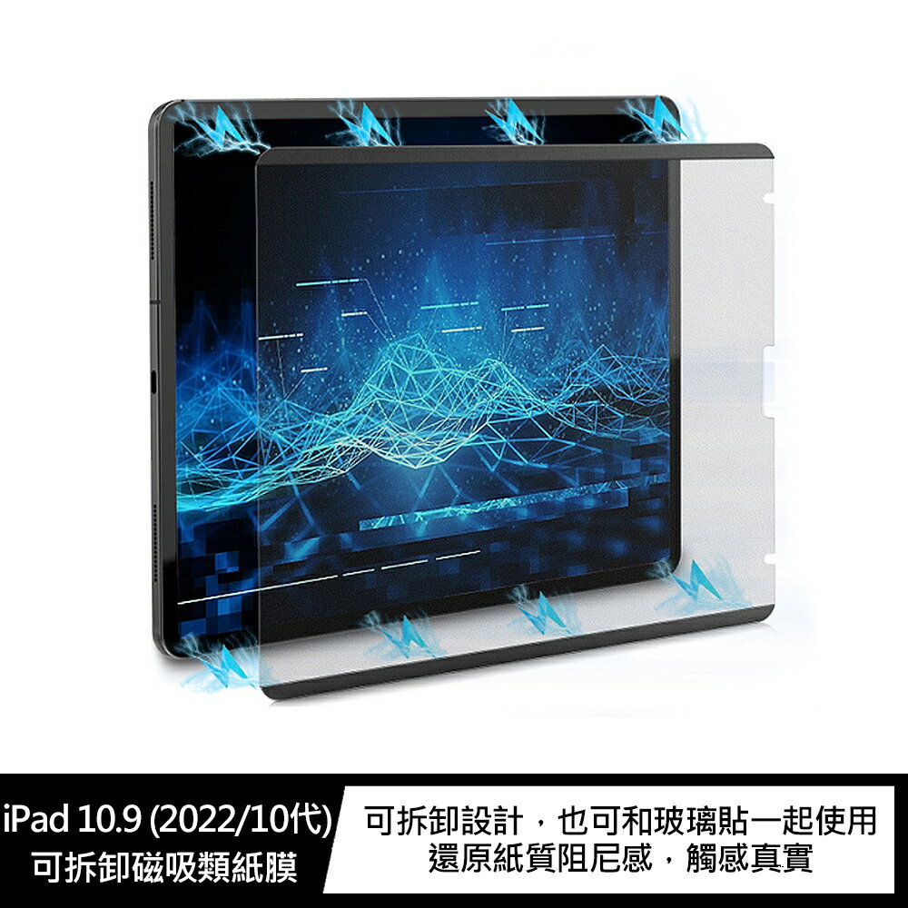 可水洗的保護膜!強尼拍賣~AOYi iPad 10.9 (2022/10代) 可拆卸磁吸類紙膜