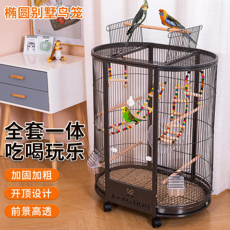 【透明橢圓別墅】鳥籠 鸚鵡籠 鸚鵡別墅 虎皮玄鳳籠 繁殖籠 亞克力鳥籠 大號鳥籠 外接站臺 防濺設計 透氣通風 觀賞性強 寵物鳥專用
