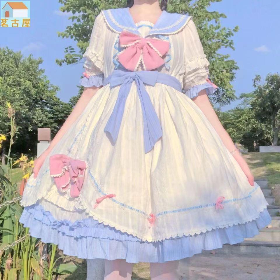 洛麗塔設計水手 OP Lolita 歌曲連衣裙夏季