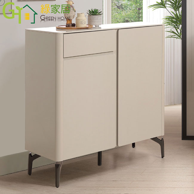 APP下單享點數4%｜【綠家居】威瑟雙色3尺二門單抽岩板鞋櫃