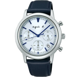 agnes b. 法式簡約太陽能計時腕錶 VR42-KRH0B(BZ5008X1)-40mm-白面皮革【刷卡回饋 分期0利率】