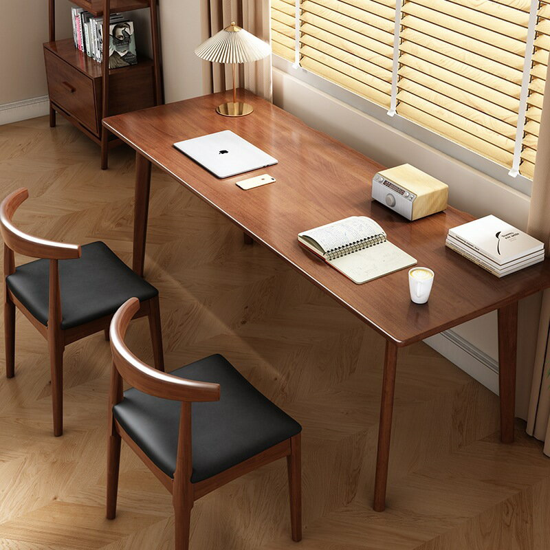 電腦桌實木書桌簡易辦公桌家用長條桌雙人學生課桌椅寫字桌桌子