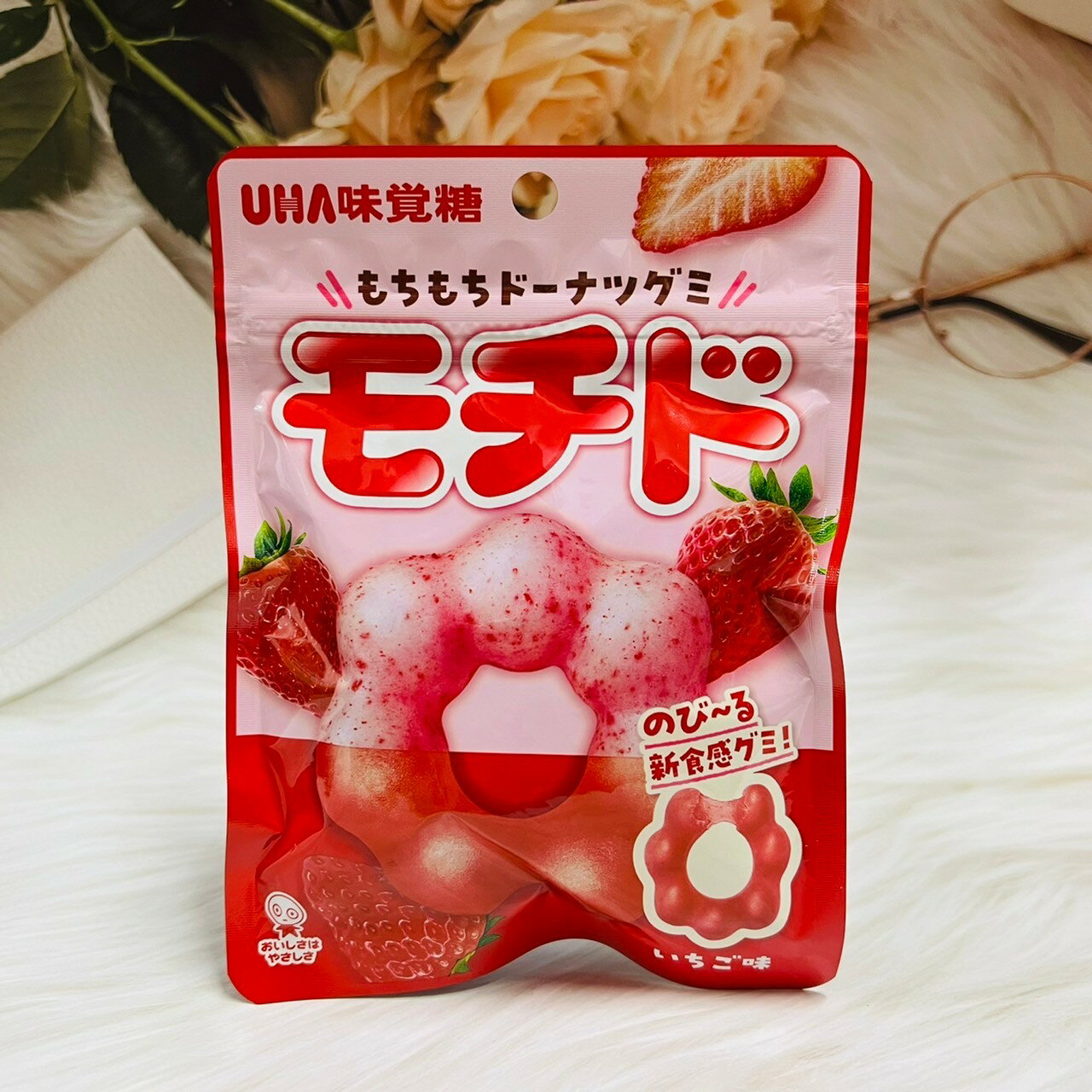 日本 UHA味覺糖 甜甜圈造型軟糖 草莓風味 40g