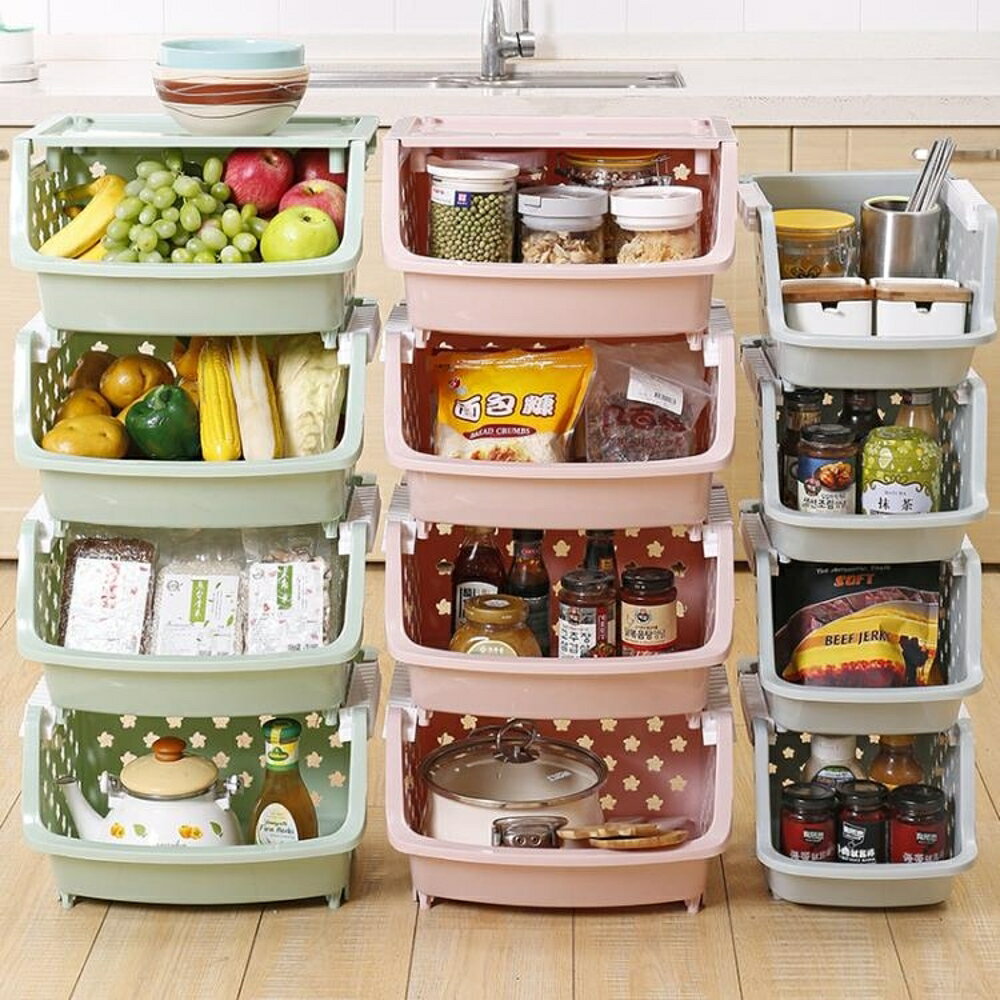 廚房置物架菜籃子落地多層疊加水果蔬菜儲物籃玩具零食塑料收納架 MKS 免運 清涼一夏钜惠