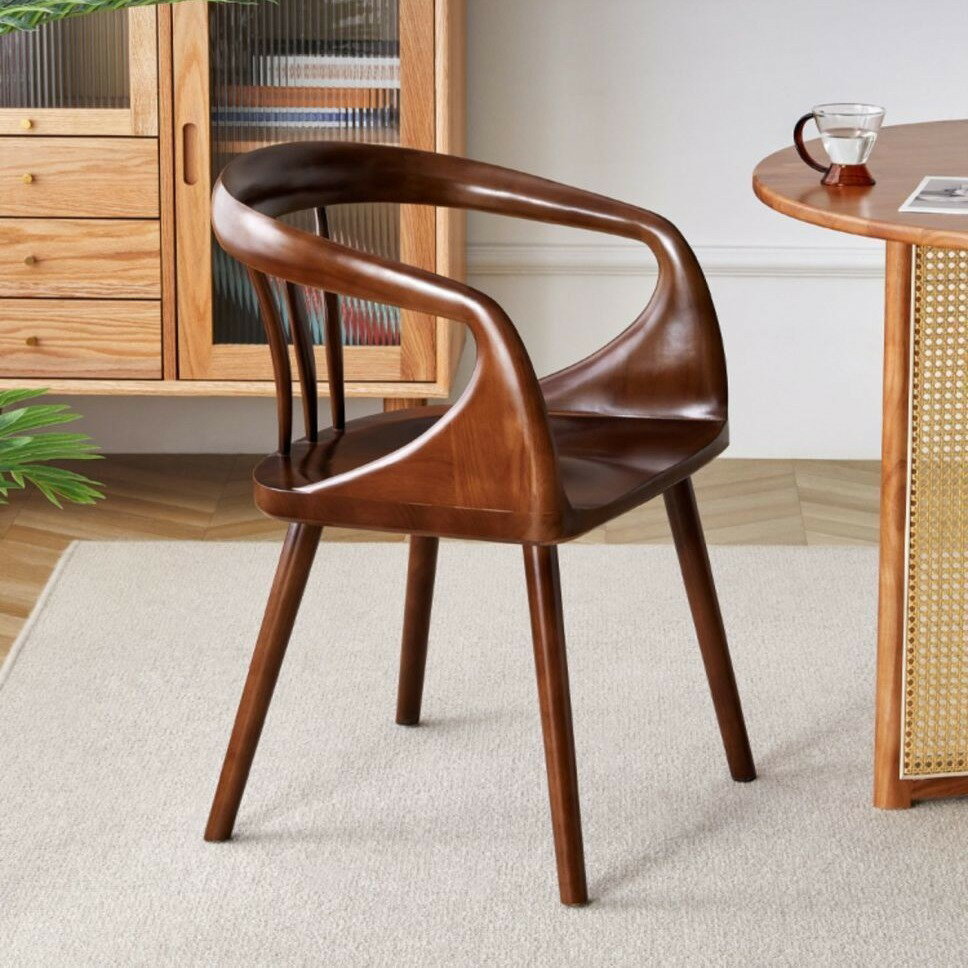 全實木椅子茶椅北歐設計師餐椅現代簡約靠背椅家用書房椅子休閑椅