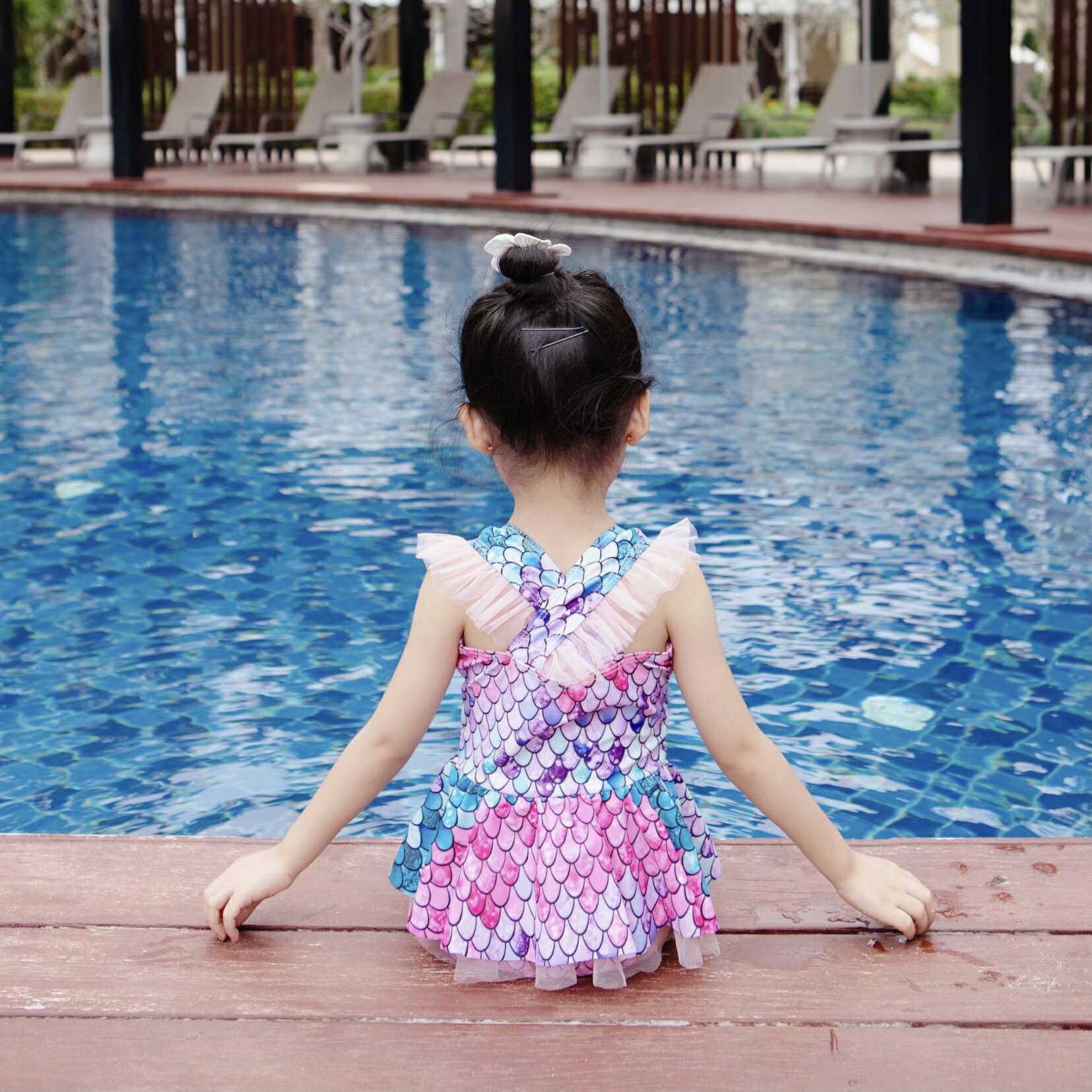 女童泳衣年新款寶寶游泳衣兒童可愛美人魚裙子連體小公主泳裝