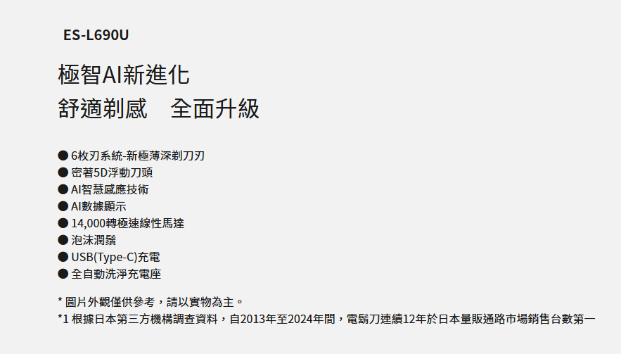 ●秋葉電玩● 日本製 Panasonic 旗艦型6枚刃電鬍刀 ES-L690U-K 電動刮鬍刀 附收納盒 電鬍刀 2