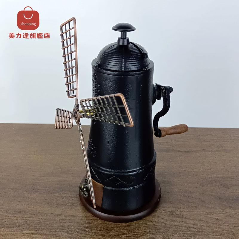 咖啡機 磨豆機 手搖磨豆機 研磨咖啡機 臺灣BE9358大號老式懷舊鑄鐵風車手搖磨豆機復古手動式研磨咖啡機 八折下殺 特價出 快速出貨
