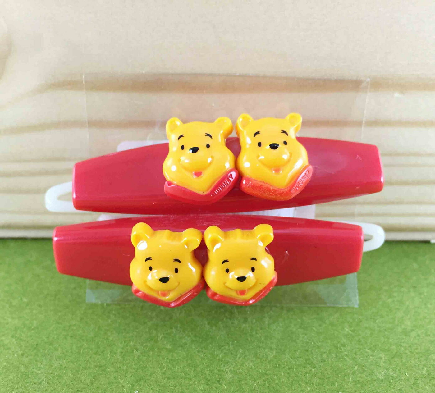 【震撼精品百貨】Winnie the Pooh 小熊維尼 2入髮夾-紅 震撼日式精品百貨
