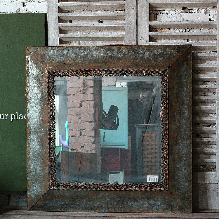 歐式復古鐵藝壁掛鏡子工業風復古做舊1入
