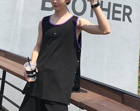 FINDSENSE H1夏季 新款韓國 简约撞色 舒适透气 背心 寬鬆運動 背心 無袖T恤 潮男女上衣