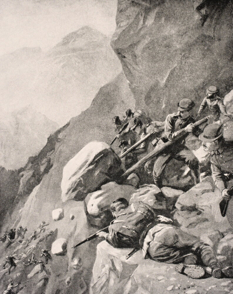 Posterazzi: Italian Troops Levering Boulders Down Onto Enemy Soldiers ...