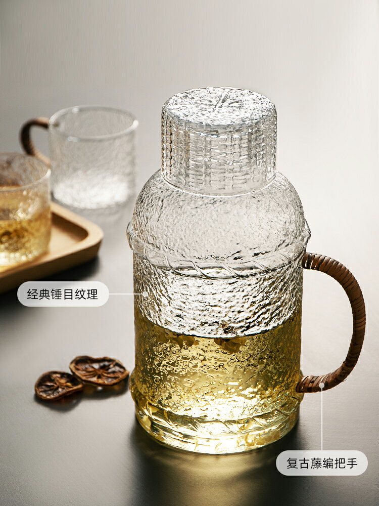 半房 錘紋冷水壺耐高溫玻璃涼水壺家用水杯套裝大容量透明泡茶壺