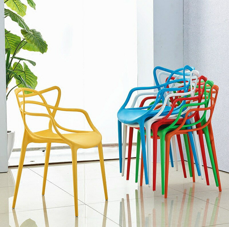 簡約現代餐椅塑料靠背椅子戶外休閒咖啡辦公洽談椅藤蔓椅