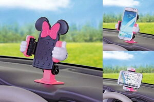 權世界@汽車用品 日本 NAPOLEX Disney 米妮 黏貼式 多爪軟質夾具大螢幕手機專用架 WN-27