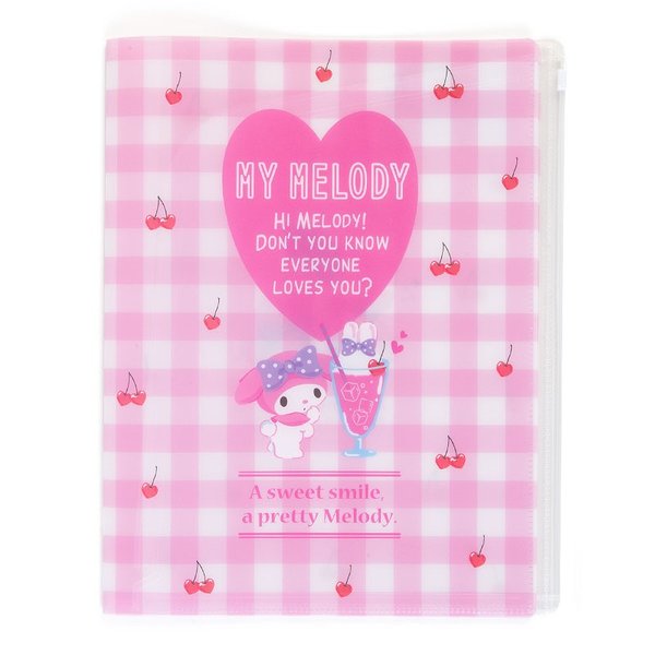 大賀屋 日貨 美樂蒂 資料夾 7頁 A4 檔案夾 收納夾 文具 MELODY MM 三麗鷗 正版 J00015828