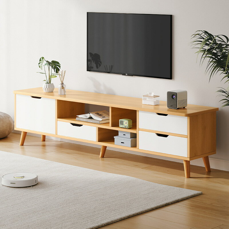 APP下單享點數9% 北歐電視柜現代簡約臥室客廳家用小戶型實木腿茶幾電視機柜組合
