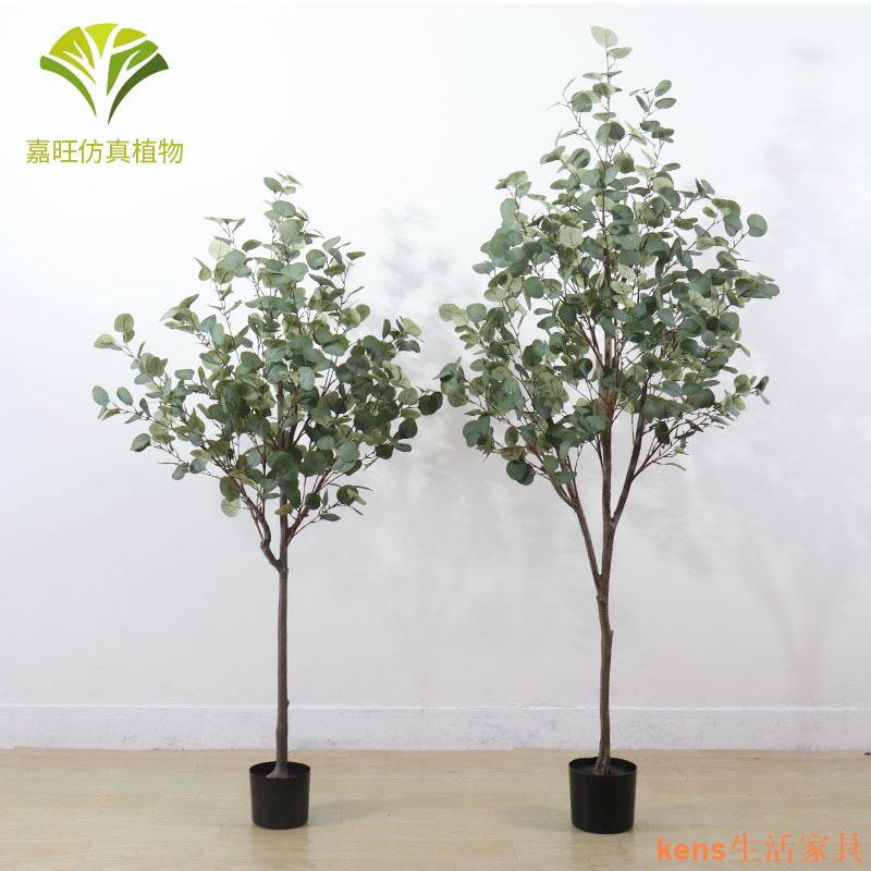 免運 仿真植物 模擬樹 模擬綠植 模擬擺飾 假樹 北歐ins模擬金錢樹家居辦公尤加利樹櫥窗落地盆栽裝飾綠植假樹特惠/開立發票K0929