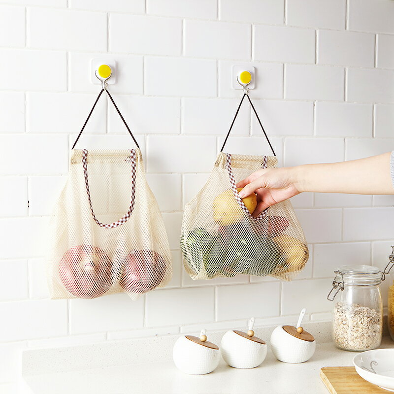 收納網袋廚房洋蔥生姜大蒜掛袋墻掛式鏤空果蔬分類透氣雜物整理袋