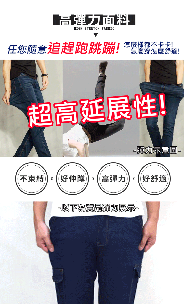 【免運】三款任選 人氣銷售 經典百搭 透氣彈力 修身小直筒 牛仔褲 工作褲 長褲 5