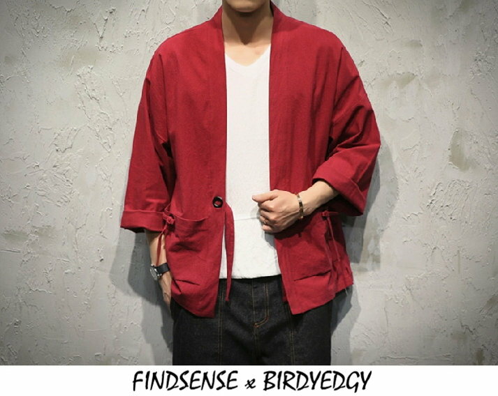 FINDSENSE 獨家打造 日系風格 外套 和服外套 春夏秋冬皆適合 外搭 和服 日本 武士 忍者 穿搭 並提供大尺碼 2