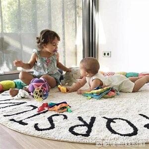 卡通北歐風兒童房地毯26個英文字母圓形地毯防滑裝飾 全館免運