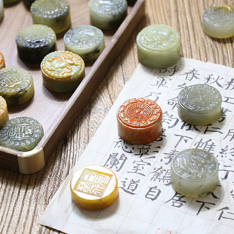 非遺玉鎮尺手工雕刻鎮紙精品天然玉石書法創意紙鎮文房四寶文創產品中國