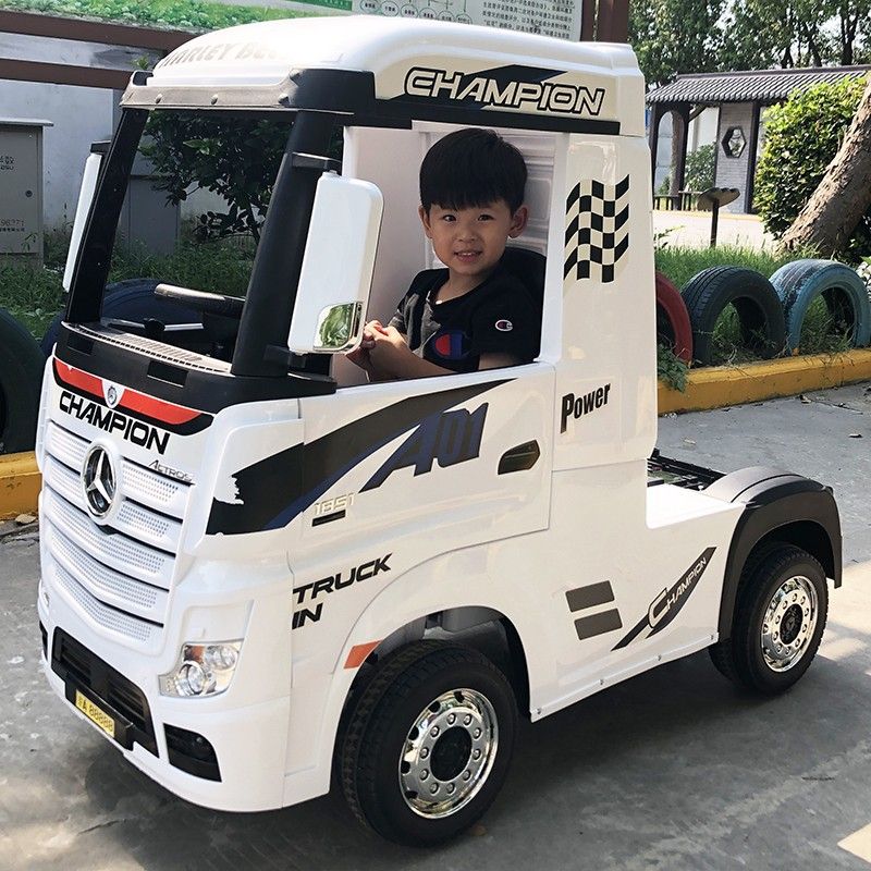 免運速發 開發票 賓士貨車卡車頭兒童電動車充電四輪嬰兒汽車寶寶遙控玩具車可坐人