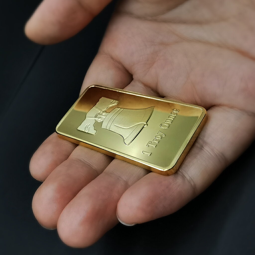 美國鐘鍍金塊金條紀念章1金衡盎司Troy Ounce富貴擺件玩具把玩| 協貿國際日用品生活3館| 樂天市場Rakuten